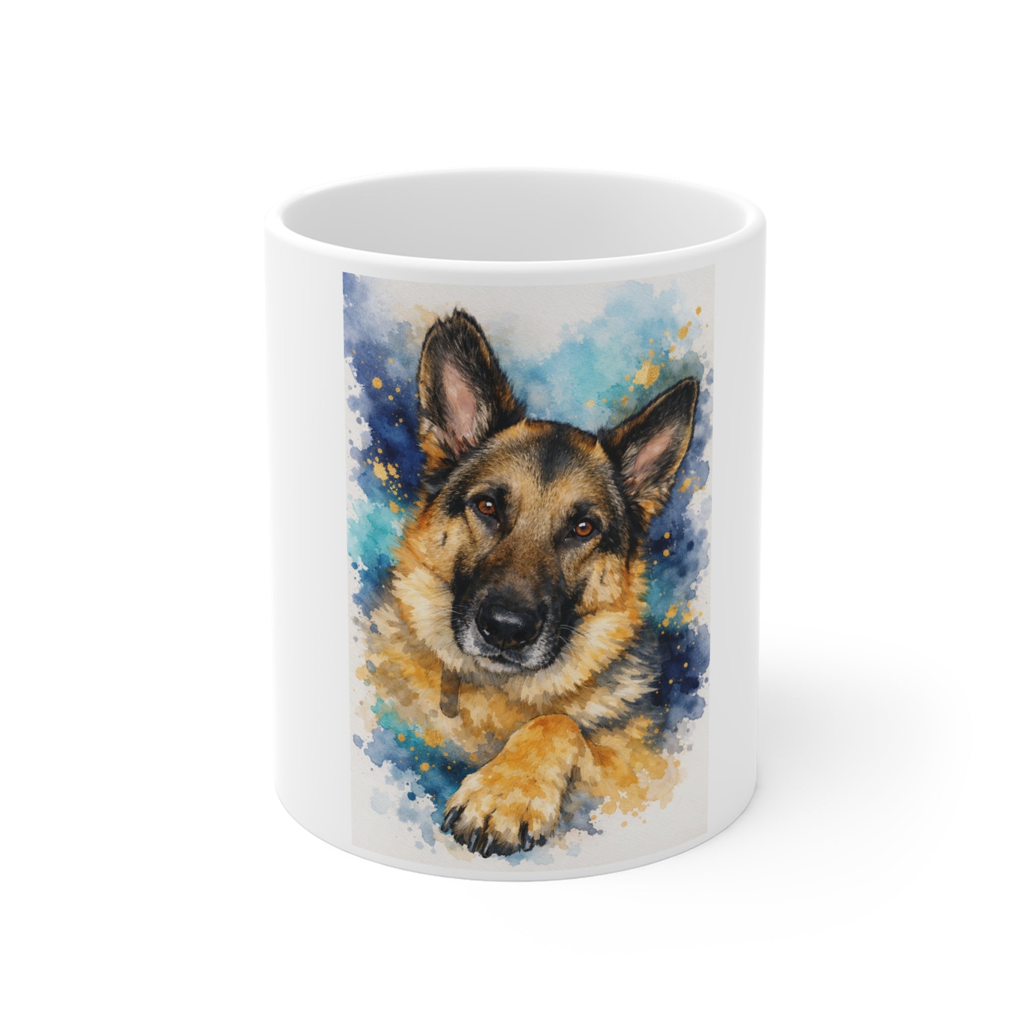 German Shepherd Watercolor Mug — 11oz Dog Lover Coffee Cup